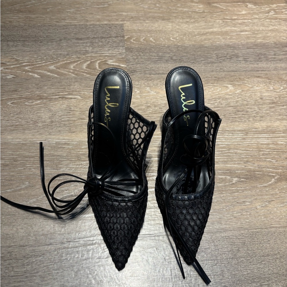Lulu's Elegant Black Lace-Up Heels